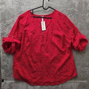 NY Collection Polka‎ Dot Top 2X NWT